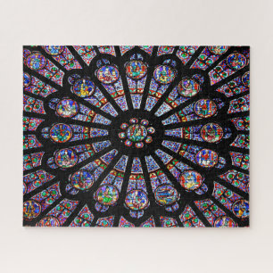 Quebra-cabeça Vitral colorido da catedral de Notre-Dame