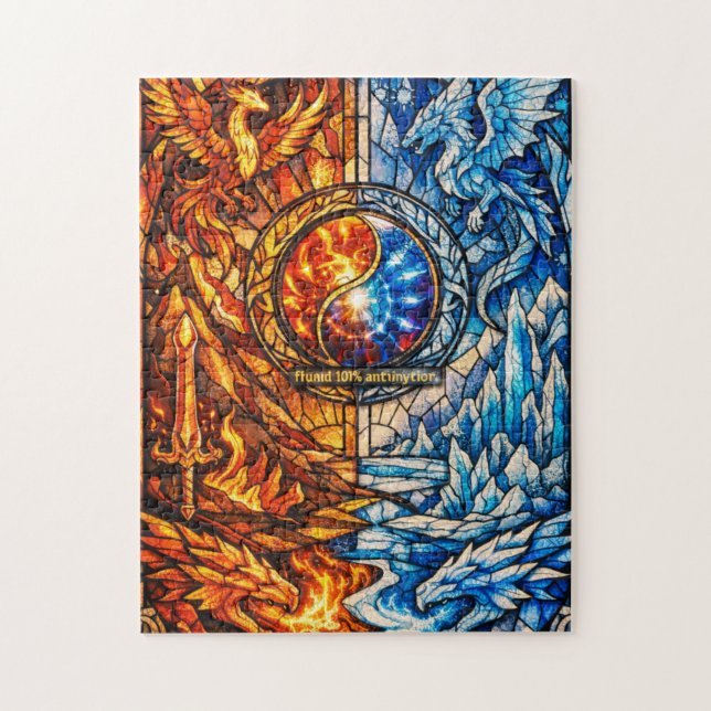 Quebra-cabeça Vitral Fenix Dragão de Gelo Puzzle (Vertical)