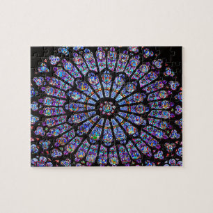 Quebra-cabeça Vitral vibrante e colorido de Notre Dame
