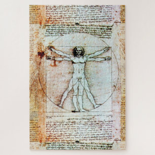 Quebra-cabeça VITRUVIAN MAN Leonardo Da Vinci - Pergaminho Antiq