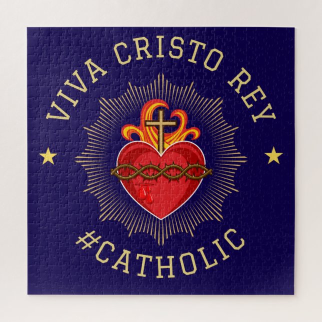 Quebra-cabeça Viva Cristo Rey Sagrado Coração Católico  (Vertical)
