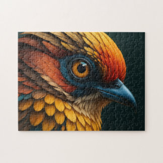 Quebra-cabeça Vivid Feathered Portrait - Colorful Bird Close-Up 