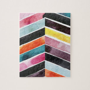 Quebra-cabeça Vívido Watercolor Chevron I