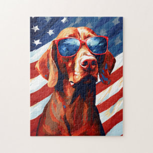 Quebra-cabeça Vizsla 4 de julho Dia da Independência