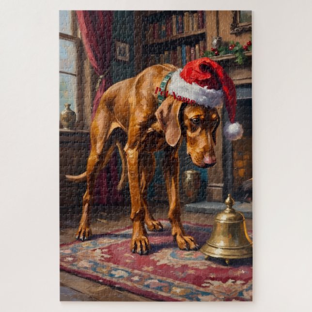Quebra-cabeça Vizsla Pointer Stance Christmas Bell Hat (Vertical)