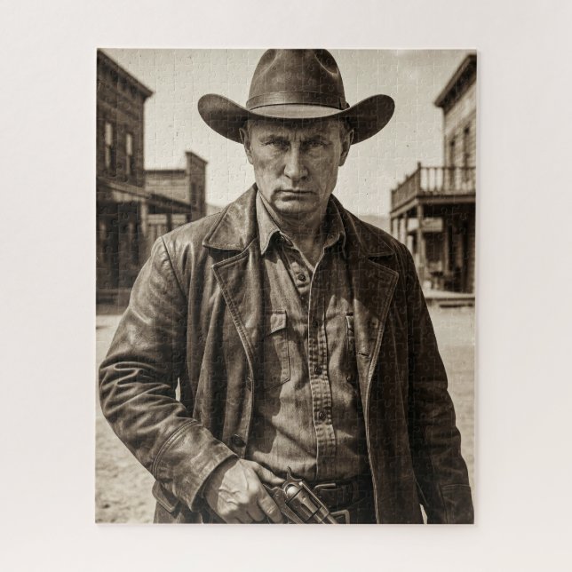 Quebra-cabeça Vladimir Putin Cowboy Fronteira Selvagem do Oeste (Vertical)