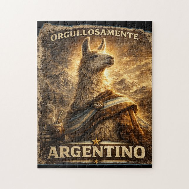 Quebra-cabeça VLLC Orgullosamente Argentino Llama Mate Patriotic (Vertical)