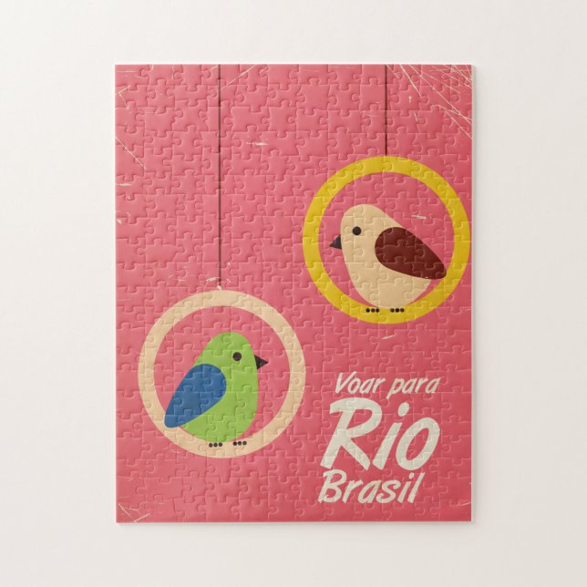 Quebra-cabeça Voar para o Rio, Brasil pôster de viagem. (Vertical)