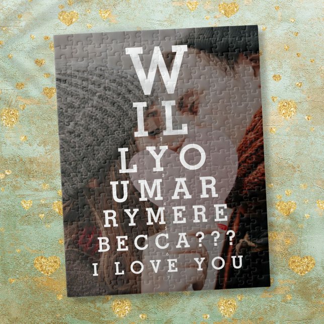 Quebra-cabeça Você Vai se Casar Comigo Gráfico de Optometrista d (Will You Marry Me Marriage Photo Optician Chart Jigsaw Puzzle)