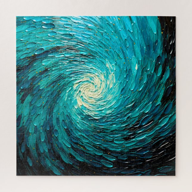 Quebra-cabeça Vórtice Abstrato de Oceano Turquesa (Vertical)