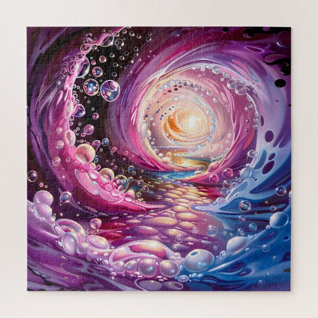 Quebra-cabeça Vórtice borbulhante em rosa, azul e roxo (Vertical)