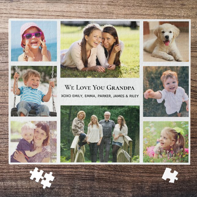 Quebra-cabeça Vovô Te Ama Colagem Fotográfica Personalizada (Criador carregado)