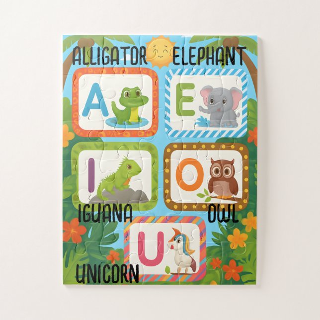 Quebra-cabeça Vowels Learning Puzzle for Kids (Vertical)