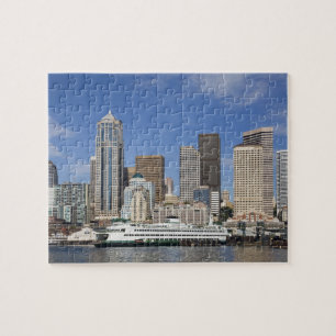 Quebra-cabeça WA, Seattle, panorama de Seattle com balsa