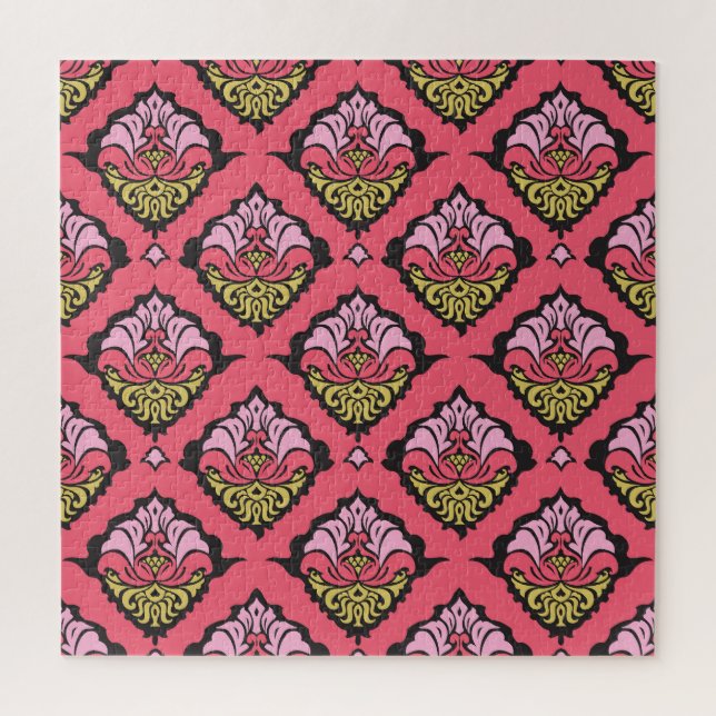Quebra-cabeça Wallpaper Oriental Damask Floral Sem Costura (Vertical)