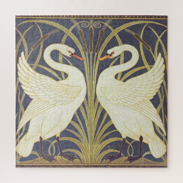 Quebra-cabeça Walter Crane Swan, Rush E Iris Art Nouveau (Vertical)