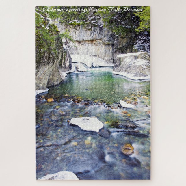 Quebra-cabeça Warren Falls Vermont. Saudações de Natal (Vertical)