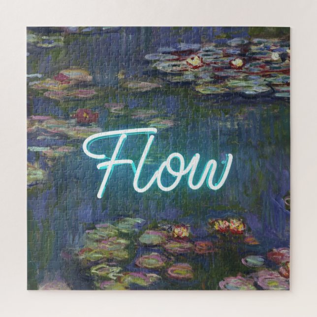 Quebra-cabeça Water Lilies Remix – Neon “FLOW” Wall Art & Gifts (Vertical)