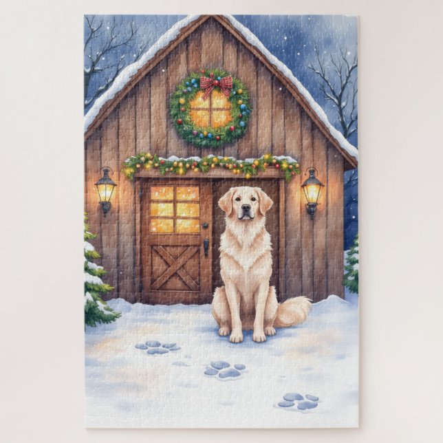 Quebra-cabeça Watercolor Anatolian Shepherd Dog Rustic Barn (Vertical)