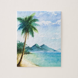 Quebra-cabeça Watercolor Beach Palm 8x10