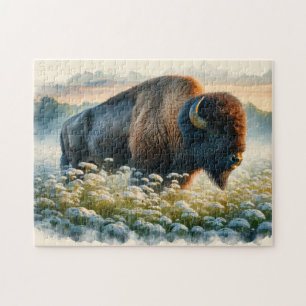 Quebra-cabeça Watercolor Bison White Willows
