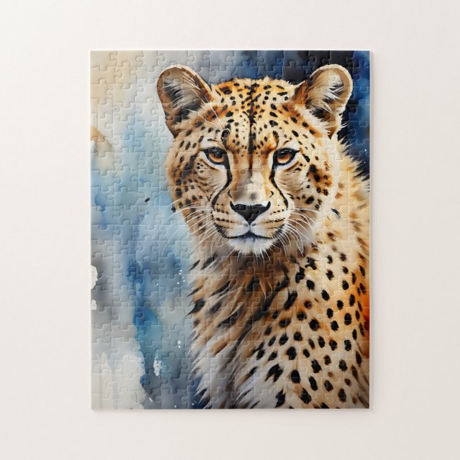 Quebra-cabeça Watercolor Cheetah African (Vertical)