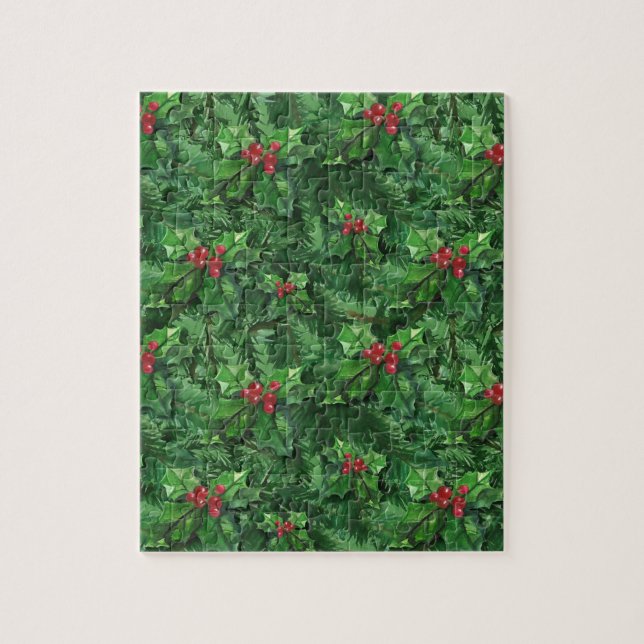 Quebra-cabeça Watercolor Christmas Holly Berries (Vertical)