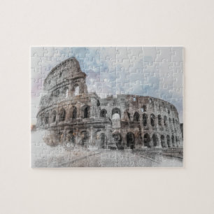 Quebra-cabeça Watercolor Colosseum Roma Itália