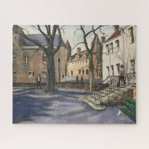 Quebra-cabeça Watercolor de Bruges Belgium num dia ensolarado