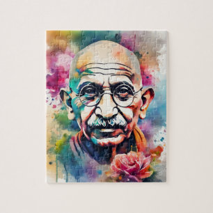Quebra-cabeça Watercolor Gandhi