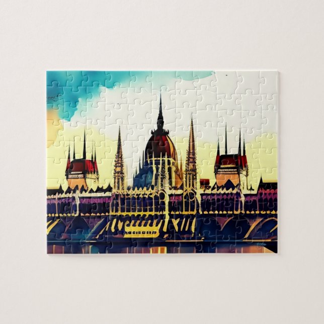 Quebra-cabeça Watercolor Parlamento de Budapeste (Horizontal)