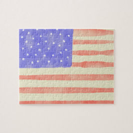 Quebra-cabeça Watercolor rustic bandeira americana
