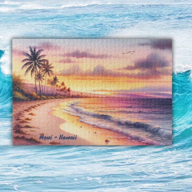 Quebra-cabeça Watercolor Sketch Maui Hawaii Colorido | (Criador carregado)