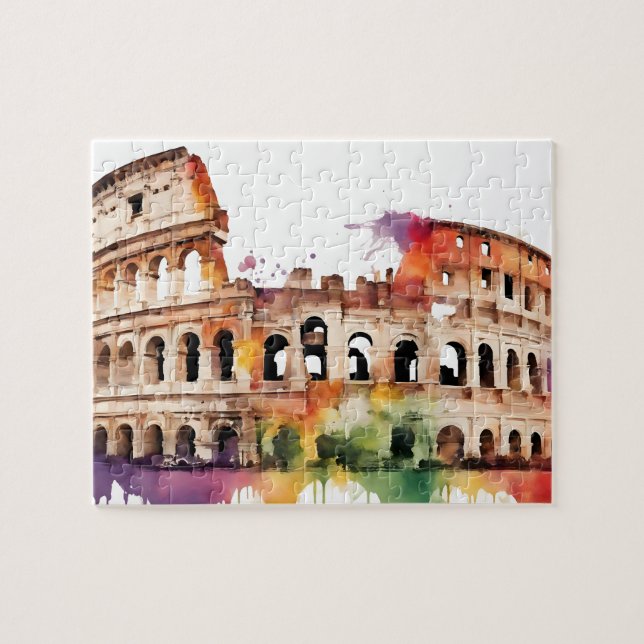 Quebra-cabeça Watercolor Splash Roma Colosseum (Horizontal)