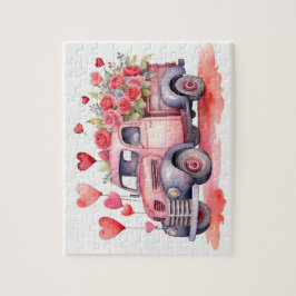 Quebra-cabeça Watercolor Valentine's Sweetheart Truck
