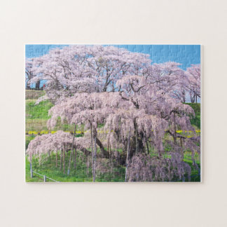 Quebra-cabeça waterfall cherry blossom tree