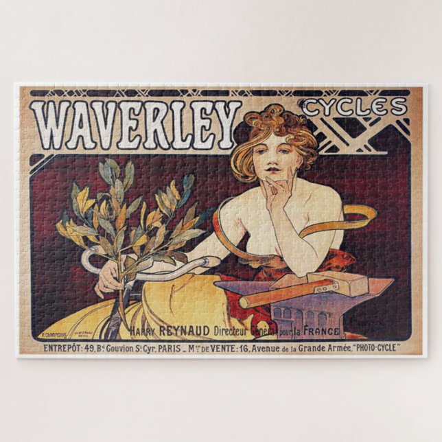 Quebra-cabeça Waverley Cycle por Alphonse Mucha (Horizontal)