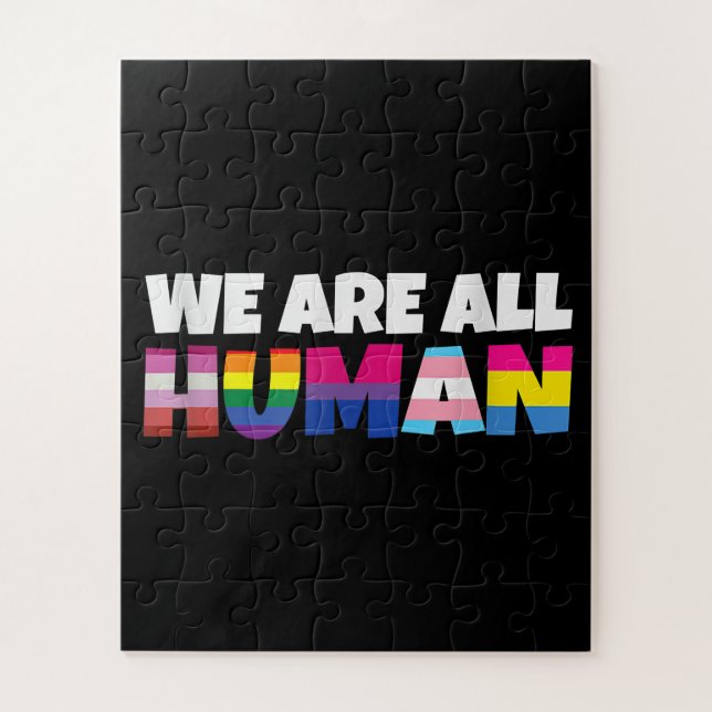 Quebra-cabeça We Are All Human Proud LGBT Rainbow Flag (Vertical)