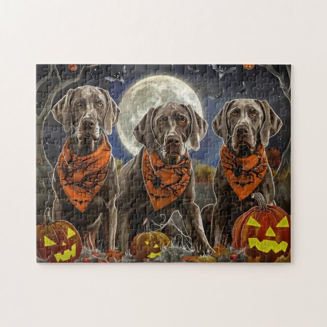 Quebra-cabeça Weimaraner Halloween Spooky (Horizontal)