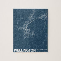 Wellington Minimalist City Map Line Art em azul