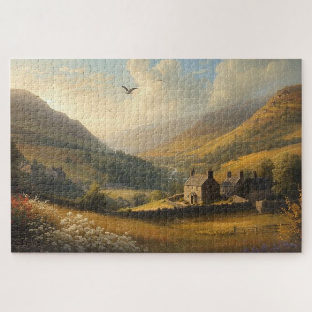Quebra-cabeça Welsh Countryside Valley Jigsaw Puzzle (Horizontal)
