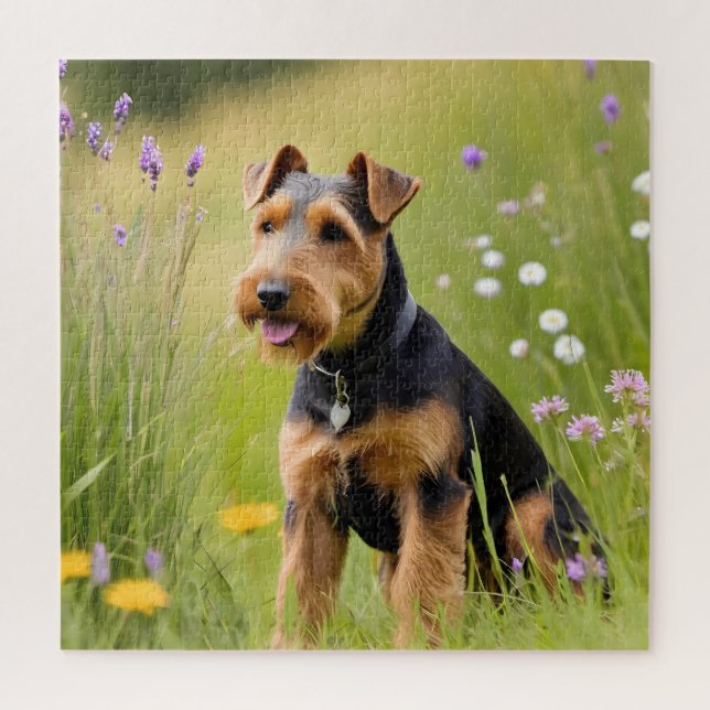 Quebra-cabeça Welsh Terrier No Prado De Flores Selvagens (Vertical)