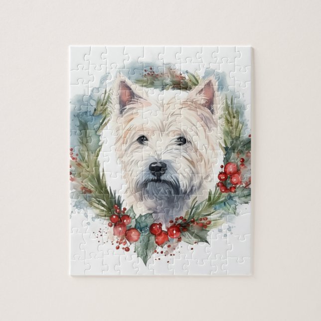 Quebra-cabeça West Highland White Terrier Wreath de Natal (Vertical)