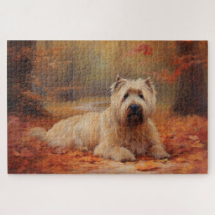 Quebra-cabeça Wheaten Terrier no Outono Folhas Caídas Inspiram