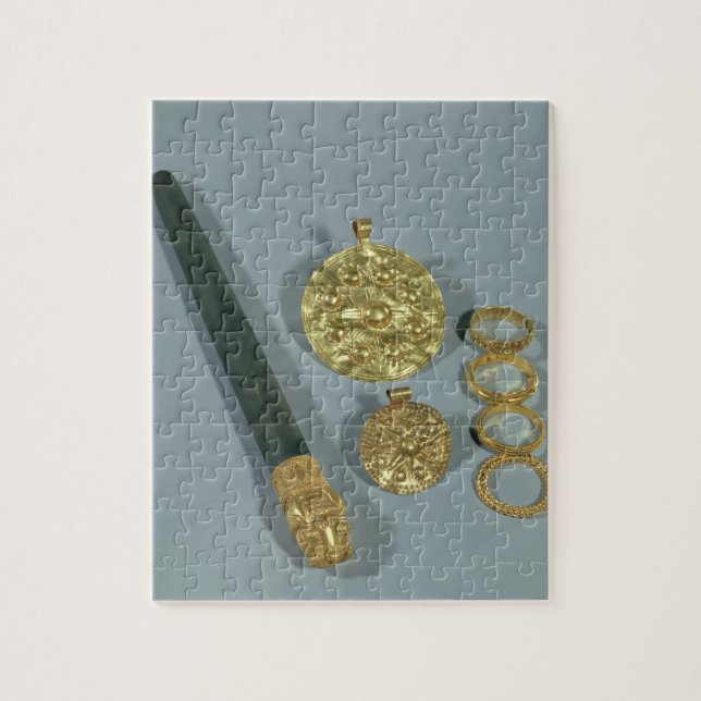 Quebra-cabeça Whetstone e anéis com decoração granulada, SU (Vertical)