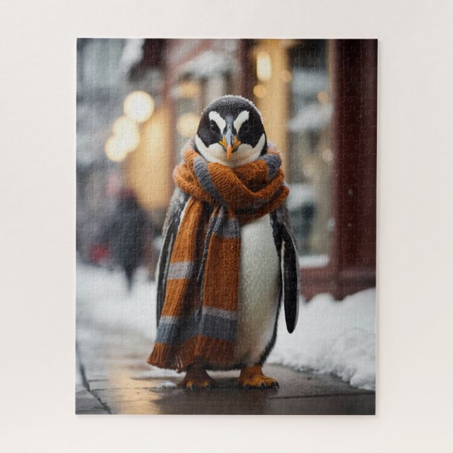 Quebra-cabeça Whimsical Cozy Penguin Snowy Winter (Vertical)