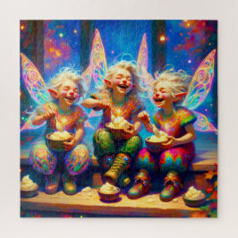 Quebra-cabeça Whimsical Fairy Cousins Mashed Potatoes Fun Time