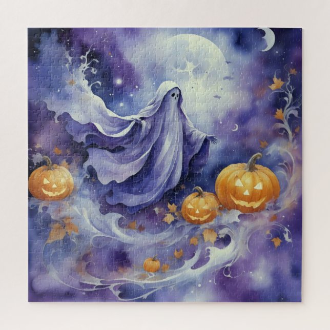 Quebra-cabeça Whimsical Wraith: O Encantado Caminho da Abóbora (Vertical)