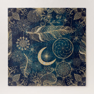 Quebra-cabeça Whimsy Dourada Glitter Dreamcatcher Feenas Mandala