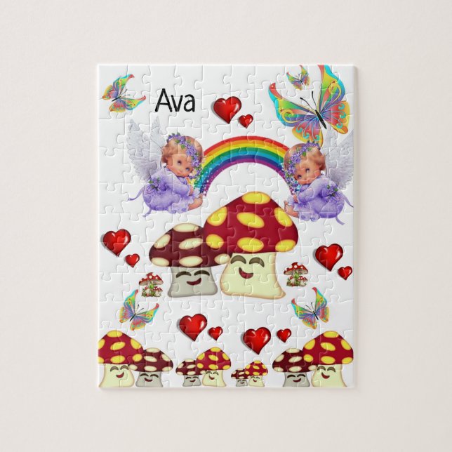 Quebra-cabeça White Angel Mushroom Borboleta (Vertical)